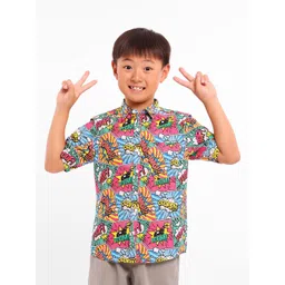 BONKIDS Boys Standard Typography Printed Cotton Casual Shirt-picture-31
