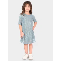 BONKIDS Embellished Sequined Cotton A-Line Dress-picture-51