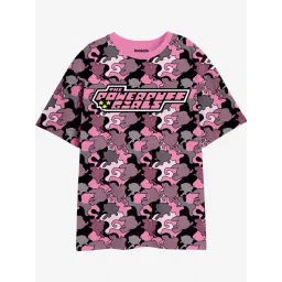 Bonkids Girls Abstract Printed Drop-Shoulder Sleeves Cotton Oversized T-Shirt-picture-16