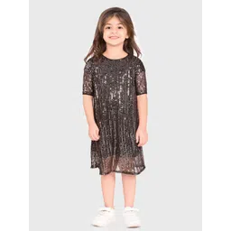 BONKIDS Girls Embellished Sequined A-Line Midi Dress-picture-31