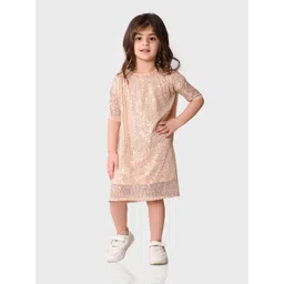 BONKIDS Girls Embellished Sequinned Detailed Cotton A-Line Dress-picture-56