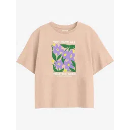 Bonkids Girls Floral Printed Cotton Boxy T-Shirt-picture-45