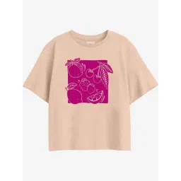 Bonkids Girls Graphic Print Round Neck Cotton Boxy T-Shirt-picture-41