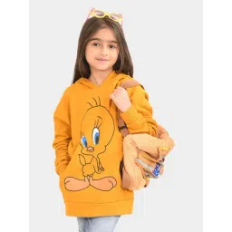 Bonkids Girls Tweety Printed Hooded Cotton Pullover Sweatshirt-picture-12