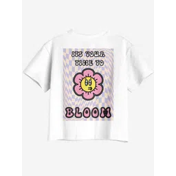 BONKIDS Girls Typography Printed Applique Cotton Oversized T-shirt-picture-31