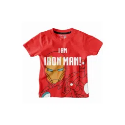 Bonkids Kids Red Cotton Printed Iron Man T-Shirt-picture-12