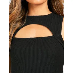 Boohoo Ribbed Cut-Out Detail Playsuit image 2