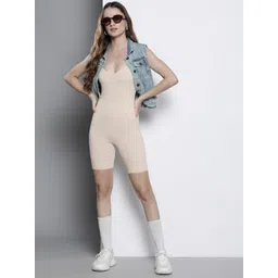 Boohoo Ribbed Strappy Playsuit image 1
