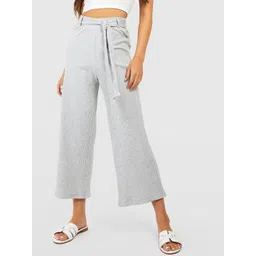 Boohoo Women Ribbed Belted Crop Trousers-picture-18