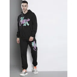 boohooMAN Typography Detailed Hooded Oversized Tracksuits image 1