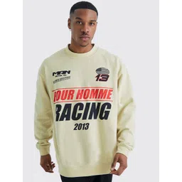 boohooMAN Typography Printed Oversized Sweatshirt With Drop-shoulder Sleeves-picture-24