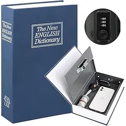 Book Locker Dictionary Stainless Steel Hidden Safe Jewellery Box/Cash Locker for Home and Office (18 x 12 x 5.5 cm) (Blue)-image-7