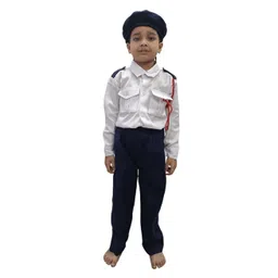 BookMyCostume Cotton Woven Full Sleeves Traffic Police Costume Set With Cap - Blue & White-picture-14