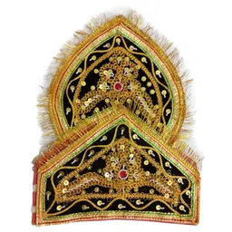 BookMyCostume Dussehra Theme Threadwork Embroidered Beads & Sequins Embellished Ravana Lankesh Mukut - Black & Gold-picture-13