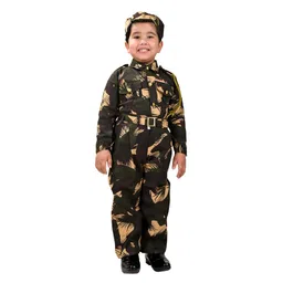BookMyCostume Full Sleeves Commandos Profession Fancy Dress Costume - Green & Yellow-picture-11