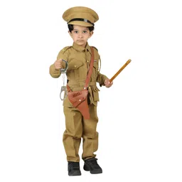 BookMyCostume Full Sleeves Indian Police Commissioner Profession Community Helper Fancy Dress Kids Costume With Props - Khaki-picture-13