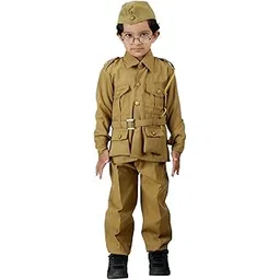 BookMyCostume National Hero Freedom Fighter Kids Fancy Dress Costume - Khaki 2-3 Years-picture-10