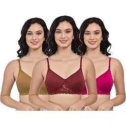 boomshy Women's Cotton Padded Wirefree Bra Detachable Bra Combo Pack of 3-picture-23