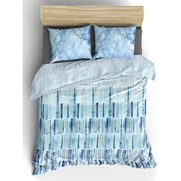 borato Blue & Green 210 TC King Cotton Bedsheet with 2 Pillow Covers-picture-20