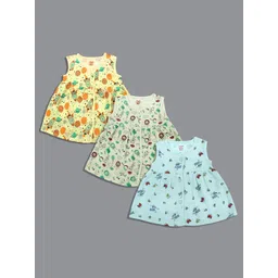 Born Babies Girls Pack OF 3 Graphic Printed Round Neck Sleeveless A-Line Dress-picture-11