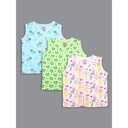 Born Babies Infants Pack Of 3 Printed Cotton Sleeveless Front Open Jhabla Vests CGPSB-picture-31