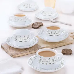 borosil Pack of 1 Glass ORA GOLD CUP & SAUCER SET, 145ML, 12 PIECES-picture-33