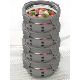 Borosil Transparent 400ml Round Glass Food Storage Container with Air Tight Lid (4 Piece)-picture-32