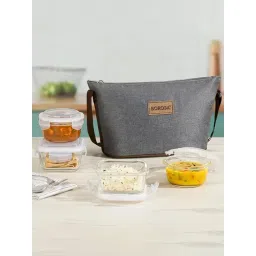 Borosil Transparent Glass Leak Proof Lunch Box with Bag - Set of 4 (240 ml)-picture-14