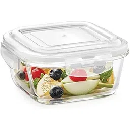 Borosil Klip N Store Glass Side Lock Square Storage Container for Kitchen with Air-Tight and Leakproof Lid, BPA Free, Microwave and Oven Safe | Ideal for Serving, Baking (800ml)-picture-10