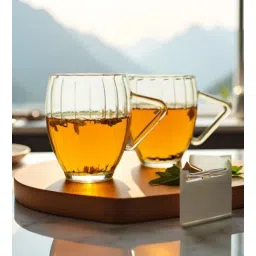 borotech Vintage Barrel Tea Mug Set 2 Borosilicate Glass Cups-picture-29
