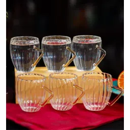 borotech Vintage Barrel Tea Mug Set 6 Borosilicate Glass Cups with Rustic Design-picture-21