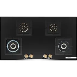 Bosch Built in Gas Hob Black Tempered glass Glass 4 Burner Auto Ignition 90 cm Full Brass 3D Ring Burners with Matt Black Heat Shields & Cast Iron pan supports (PNF9B6G20I)-picture-22