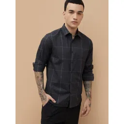 BOSSINI Black Cotton Regular Fit Checked Shirt-picture-31