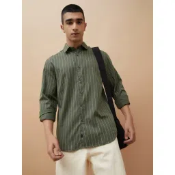 Bossini Green Regular Fit Striped Shirt-picture-35