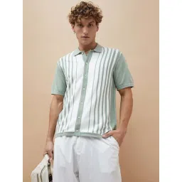 Bossini Grey & White Cotton Regular Fit Striped Shirts-picture-41