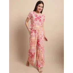 Boston Club Pink Printed Top With Pyjamas-picture-14
