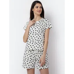 Boston Club Women Off White & Black Printed Night suit-picture-41