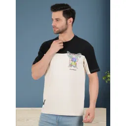 Botabochi Black Cotton Regular fit Colorblock T-Shirt-picture-16