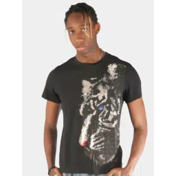 Botabochi Black Cotton Regular fit Print T-Shirt-picture-17