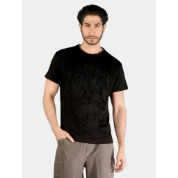 Botabochi Black Cotton Regular fit Self T-Shirt-picture-23