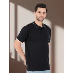 Botabochi Black Cotton Regular fit Textured Polo T-Shirt-picture-26
