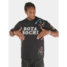 Botabochi Black Cotton Regular fit Typography T-Shirt-picture-41