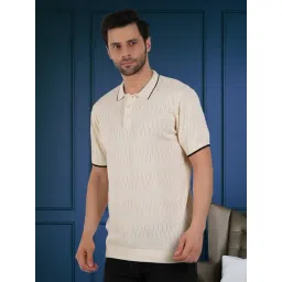 Botabochi Off-White Cotton Regular fit Textured Polo T-Shirt-picture-36