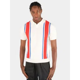 Botabochi White Cotton Regular fit Stripes Polo T-Shirt-picture-22