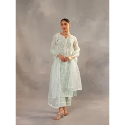 Bought First Women Floral Embroidered Regular Thread Work Kurti with Palazzos & With Dupatta-picture-19