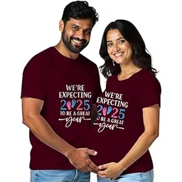 bouncy toonz Maternity Regular Fit Tshirts Couple Dress Cotton Half Sleeve Pregnancy Announcement Mom to Be Expecting for Photoshoot Pack of 2 (cus-Maternity-Couple-Expecting)-picture-20
