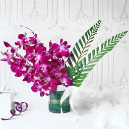 Bouquet of Purple Orchids in Glass vase (6 Stems)-picture-21