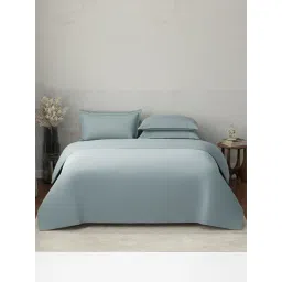 Boutique Living Blue Cotton Emblem 300 TC King Bedding - Set of 6-picture-26