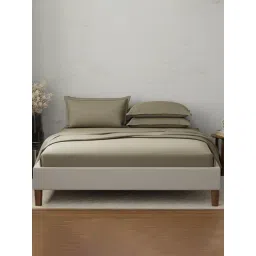 Boutique Living Emblem Green Cotton 300 TC Flat King Bedsheet with 2 Pillow Covers-picture-45