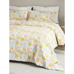 Boutique Living Embrace Multicolor Cotton Floral 152 TC King Flat Bedsheet with 2 Pillow Covers-picture-37